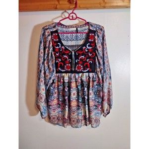 KAS Designs New York Women's S Peasant Blouse Multicolor